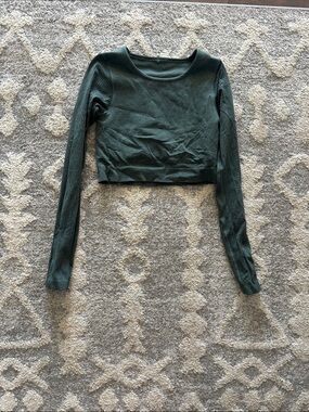 Lululemon Long Sleeve Ribbed Crop Top - Dark Green